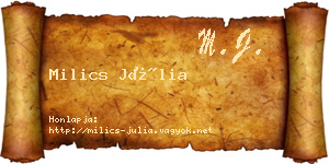Milics Júlia névjegykártya