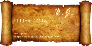 Milics Júlia névjegykártya